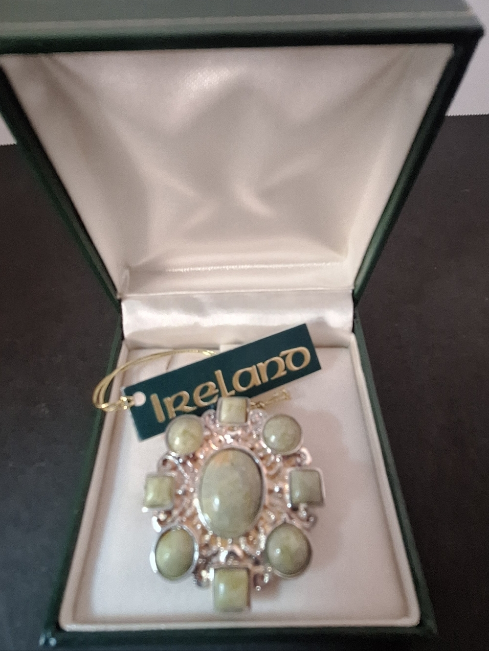 JC Walsh Green Stone Statement Brooch -